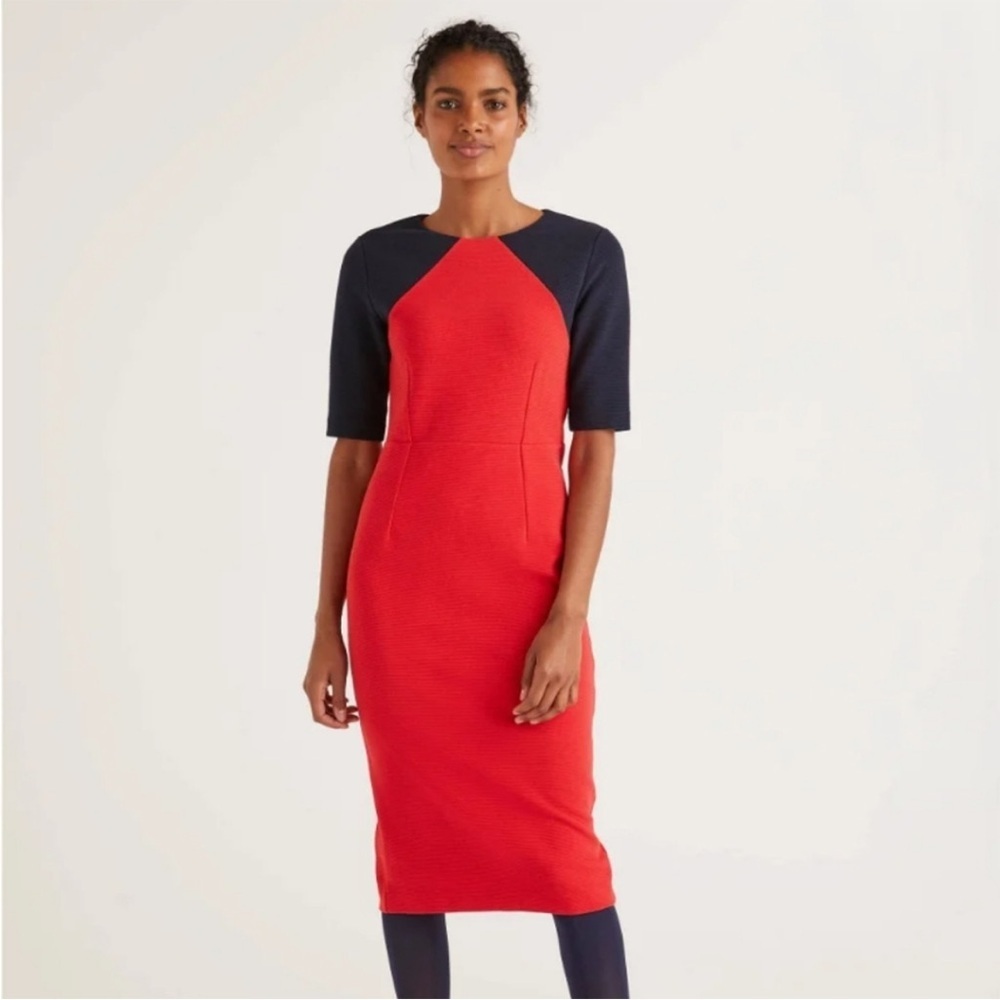 Boden Poppy Ottoman Sheath Dress In Red and Navy Size 4